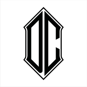 DC Logo monogram with shieldshape and outline design template vector icon abstract