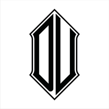 DU Logo monogram with shieldshape and outline design template vector icon abstract