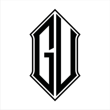 Logo monogram with shieldshape and outline design template vector icon abstract