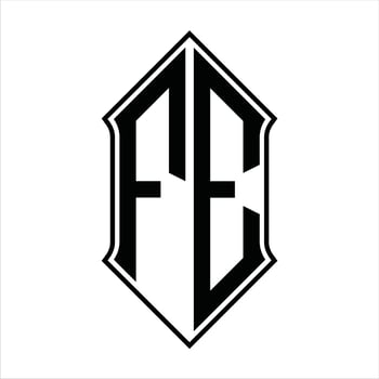 FE Logo monogram with shieldshape and outline design template vector icon abstract