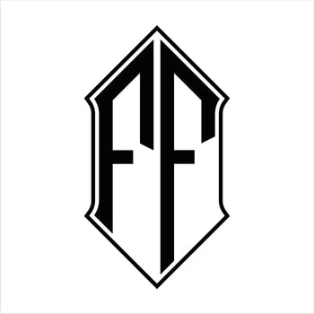FF Logo monogram with shieldshape and outline design template vector icon abstract