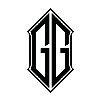 GG Logo monogram with shieldshape and outline design template vector icon abstract