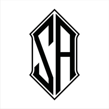 ZA Logo monogram with shieldshape and outline design template vector icon abstract