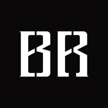 BR Logo monogram with middle slice design template vector