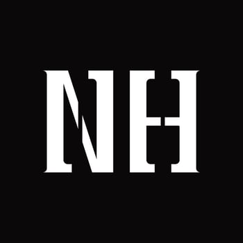 NH Logo monogram with middle slice design template vector