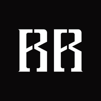RR Logo monogram with middle slice design template vector