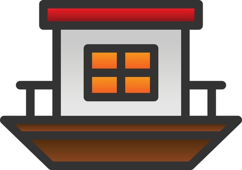 Houseboat Vector Icon Design