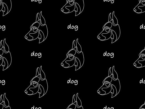Dog cartoon character seamless pattern on black background vector