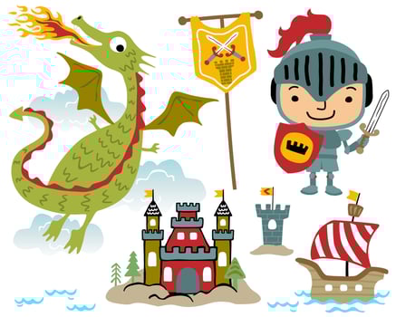Cartoon vector illustration of fairytale elements cartoon