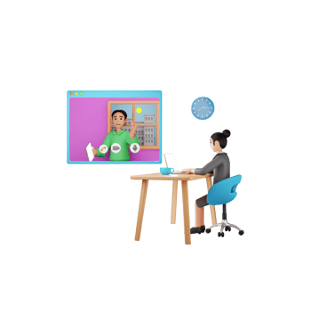 Online Job Interview 3D Character Illustration png