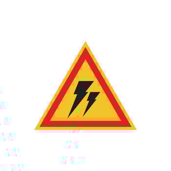 High voltage electrical hazard sign. Vector sign of a yellow triangle with a lightning bolt in the middle.