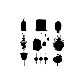 lampion silhouette set creative design vector
