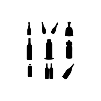 water drink bottle set silhouette creative design vector