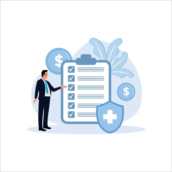 Financial obligation document. Promissory bill, loan agreement, debt return promise. Issuer and payee signing contract. Businessmen making deal. Vector ILLUSTRATION