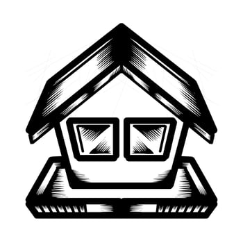 Illustration vector graphic of simple house isolated on transparent background. Perfect for icon, logo, tattoo, banner, stickers, greeting cards