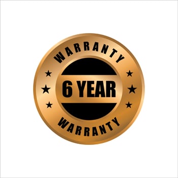 ix year warranty vector icon. color in gold, six years warranty stamp
