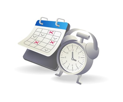 Flat isometric 3d illustration concept of making plan with calendar and alarm clock vector