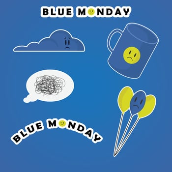 set of blue monday sticker design vector