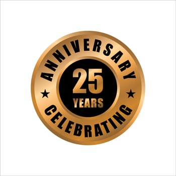 25 years anniversary celebration design template. 25 years anniversary vector stamp