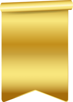 Gold ribbon banner tag label design, isolated background png