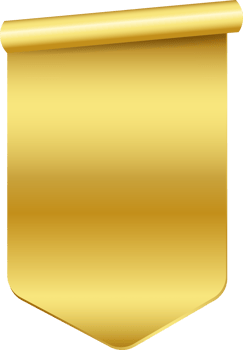 Gold ribbon banner tag label design, isolated background png