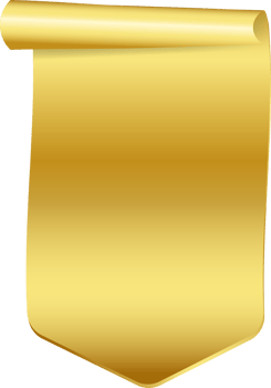 Gold ribbon banner tag label design, isolated background png