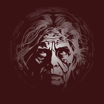 Scary old women face sketch, horror style vector