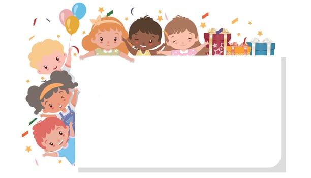 cute kids banner, title frame vector