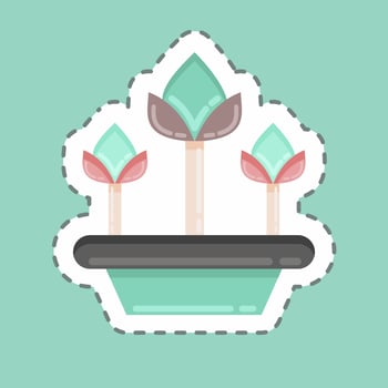 Sticker line cut Tulips. related to Flora symbol. simple illustration. plant. Oak. leaf. rose vector