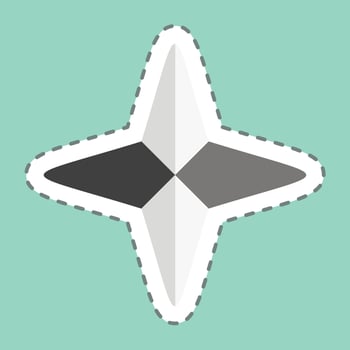 Sticker line cut Four Point Stars. related to Stars symbol. simple design editable. simple illustration. simple vector icons