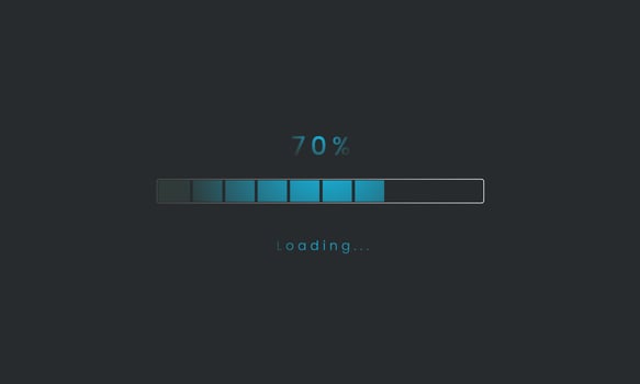 70 percent Futuristic dark blue Progress loading bar. Loading bar process of indicators. vector