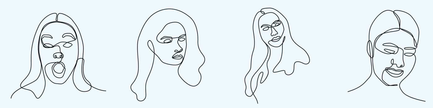 continuous one line hand drawing of woman face line art feminine vector