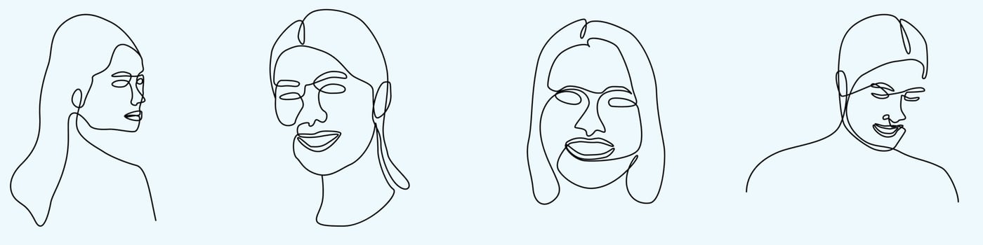 continuous one line hand drawing of woman face line art feminine vector