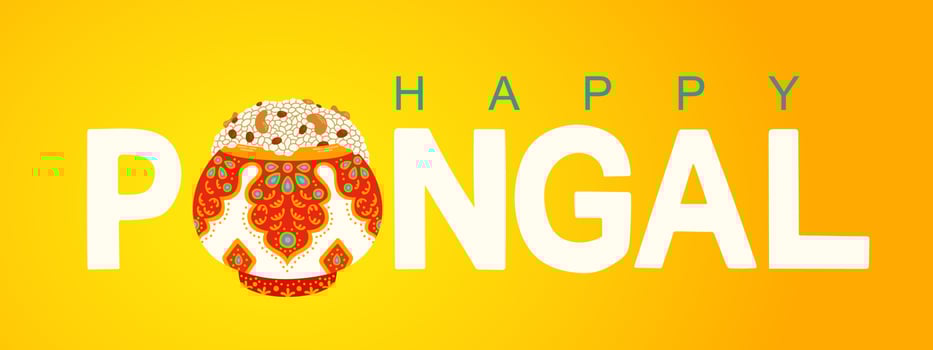 Happy Pongal religious festival of South India celebration background. Vector illustration.