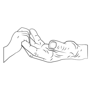 Old People Care Hand Outline Illustration vector