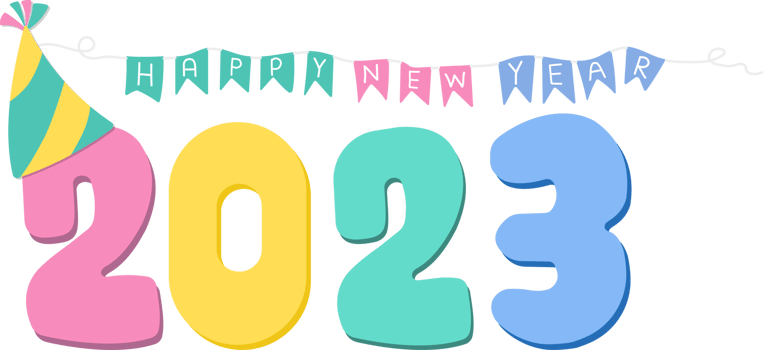 happy new year 2023 label, happy new year 2023 element. png