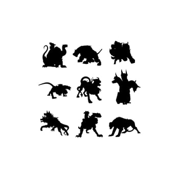 cerberus animal three head set silhouette icon vector