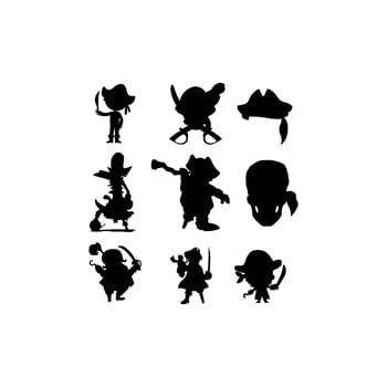 human pirates silhouette set icon vector