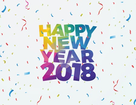 Happy New Year 2018 vector illustration greeting card design.