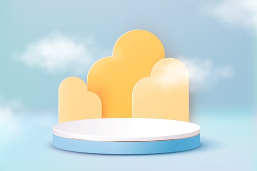 3D Podium. Abstract scene background. Product presentation, mock up, show cosmetic product, Blank Podium, stage pedestal or platform. 3D Vector. Render vector