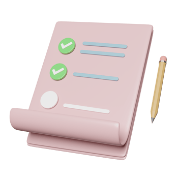 pink clipboard checklist paper with check, pencil isolated. project plan, business strategy concept, 3d illustration, 3d render png