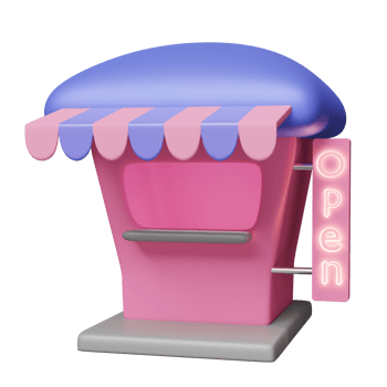 pink blue shop or store front isolated. Startup franchise business, online shopping concept, 3d illustration or 3d render png