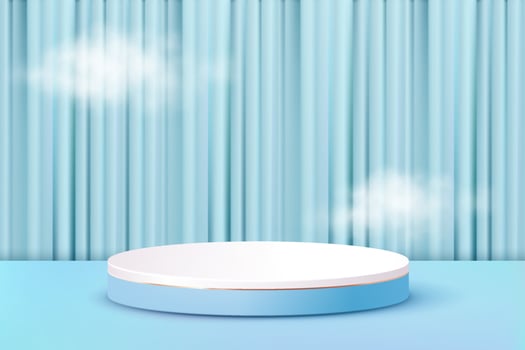3D Podium. Abstract scene background. Product presentation, mock up, show cosmetic product, Blank Podium, stage pedestal or platform. 3D Vector. Render vector
