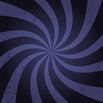 Retro circus background with curved rays. Rotating, spiral stripes. Old paper. Dark blue vintage background. vector