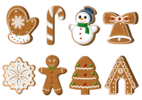 Set of gingerbread cookie.  PNG illustration with transparent background .