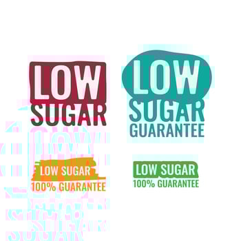Low sugar Set of vector stickers for product package