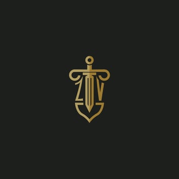 ZV initial monogram logo design for law firm vector image