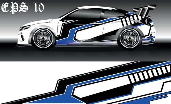 Car wrap design vector, truck and cargo van decal. Graphic abstract stripe racing background designs for vehicle, rally, race, off road car, adventure and livery car. vector