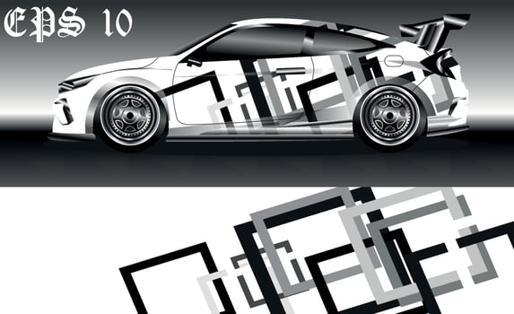Car wrap design vector, truck and cargo van decal. Graphic abstract stripe racing background designs for vehicle, rally, race, off road car, adventure and livery car. vector