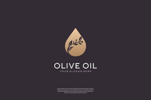 Olive oil and leaf tree logo design with negative space style vector